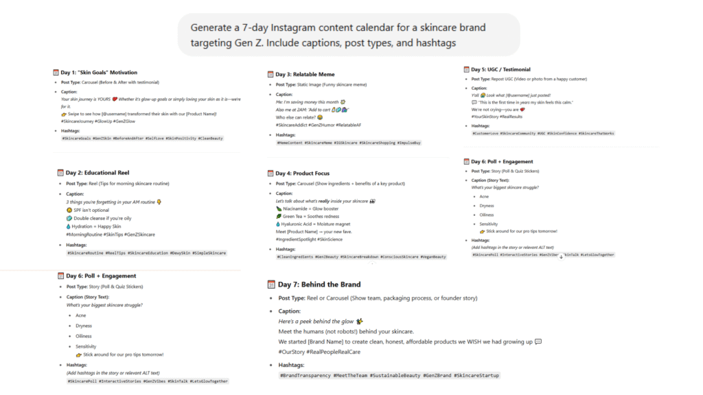 Social Media Content Calendar