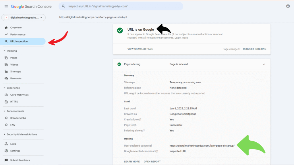 Submitting a URL for Fast Indexing